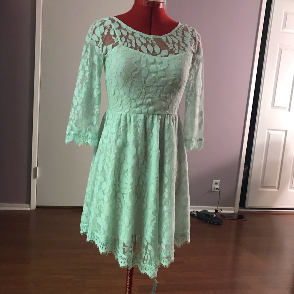 Free People mint leaf lace dress 0